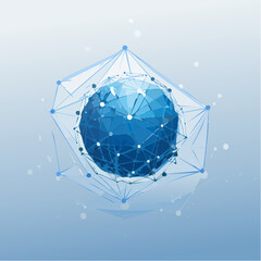 Futuristic digital network with glowing blue circuits, connected nodes, and devices in a dark cyber space. Detailed 3D tech design with abstract elements-generative AI