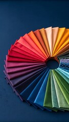 Vibrant color palette of fabric swatches arranged in a circular fan