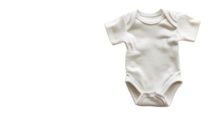 Simple white baby onesie resting on a clean surface, highlighting soft fabric and practical features for infants