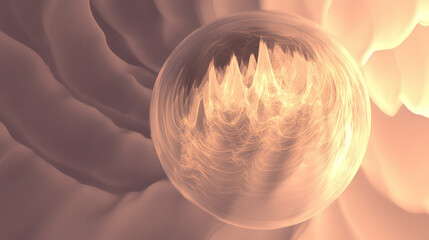 Chaotic sound waves blocked by a glowing silent bubble, symbolizing isolation and clarity from noise reduction.