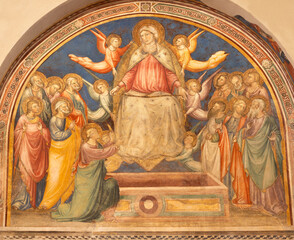Florence - The medieval fresco of Assumption of Virgin Mary in the church Chiesa di San Felice in Piazza by unknown artist.