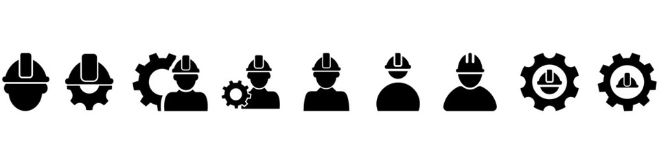 Engineer icon vector set. Architect illustration sign collection. Builder symbol. Mechanic Logo. Collection of foreman, engineering, construction, repair, service station web icons.