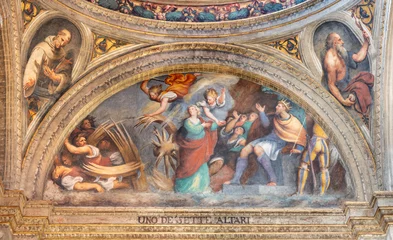 Fototapete PIACENZA, ITALY - MAY 19, 2025: The fresco of judgment of St. Catherine of Alexandria in the church Basilica di Santa Maria di Campagna by  Pordenone (1531-1532). © Renáta Sedmáková