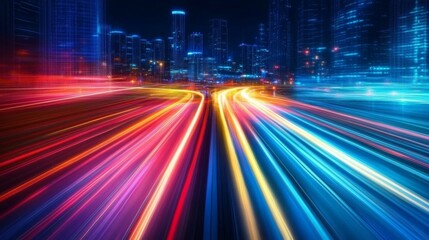 Obraz premium High-speed data connection lines on dark abstract background representing futuristic digital communication and global internet network technology