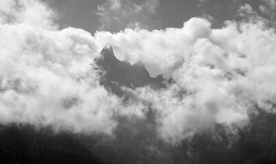 Chamonix  - Aiguille de Blaitiere peak in Mont Blanc massive.