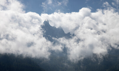 Chamonix  - Aiguille de Blaitiere peak in Mont Blanc massive.