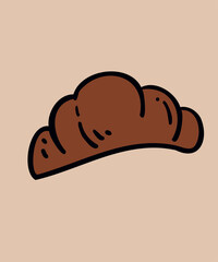 Flat Design Illustration with Croissant at Hand Draw Doodle Style