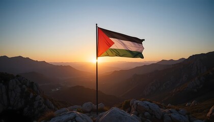 Palestinian Flag at Sunset A Symbol of Hope and Resilience