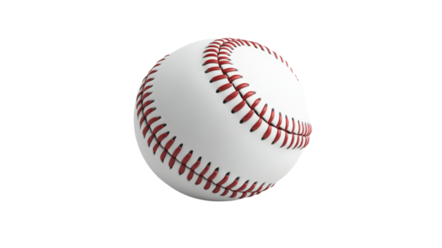 A baseball sits poised, showcasing its red stitching, highlighting classic elements of America's favorite sport