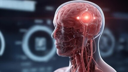 human brain medical visualization highlighting neural activity in real time. - Powered by Adobe