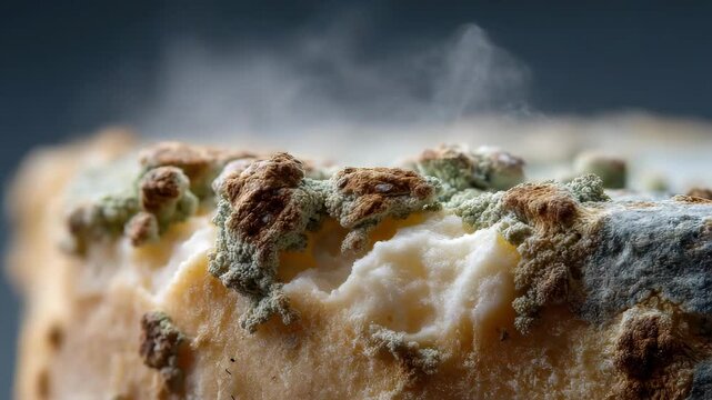 Unhygienic food , Moldy cheese close up showcasing aged dairy texture and decay, highlighting unique characteristics of food