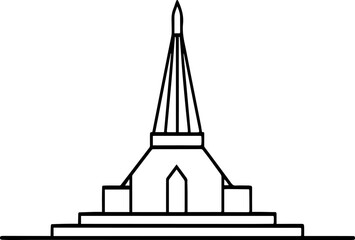 Spire outline vector illustration, line art
