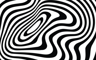 Vector abstract liquid lines wavy background. Simple black and white texture