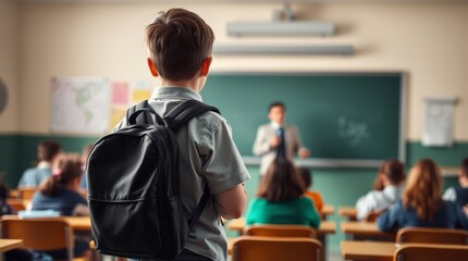 A little elementary school student was late for his class in the morning because he didn't want to go.