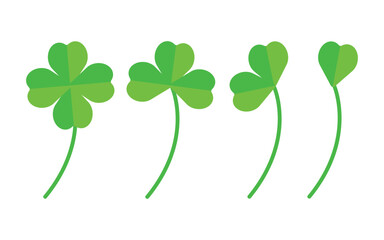 Set of clover leaf good luck symbol. Vector illustration