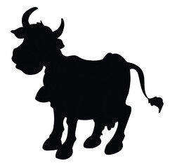 Cute cartoon hand drawn vector cow silhouette.
