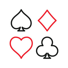 Cards icons. Ace of Spades, Hearts, Diamonds and Clubs. Vector