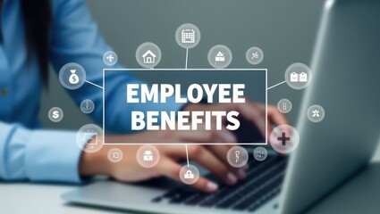 Employee benefits displayed on a laptop screen.