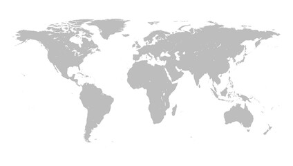 Naklejka premium Grey World Map Outline Background: Minimalist Geography Decor Material for Education Charts, Poster Design, Global - Themed Scenarios