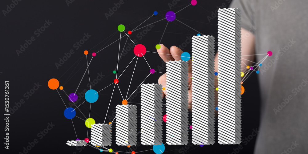 Aufkleber Visual representation of business growth with data points. Ideal for reports and presentations.