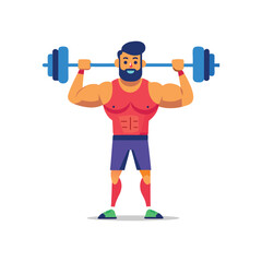 Man Lifting Weights at the Gym Vector illustration