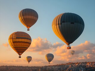 Obraz premium a group of hot air balloons flying in the sky