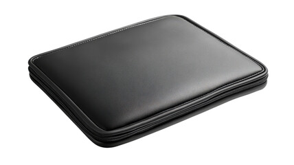 A sleek black laptop sleeve features a smooth texture and protective zipper for safe transport