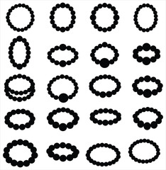 Fototapeta premium Vector Bracelet Set: Diverse Collection of Elegant Silhouette Bracelets, Featuring Various Bead Shapes and Designs, Ideal for Jewelry Showcases, Fashion Graphics, and Creative Digital Art Projects.