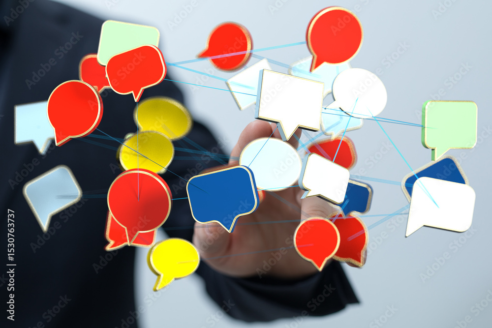 Aufkleber Image of interconnected speech bubbles representing global communication and networking.