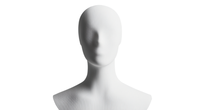 white mannequin cut out on white background