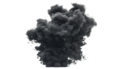 Dark smoke billows into an imposing cloud, enhancing the atmosphere against a simple backdrop