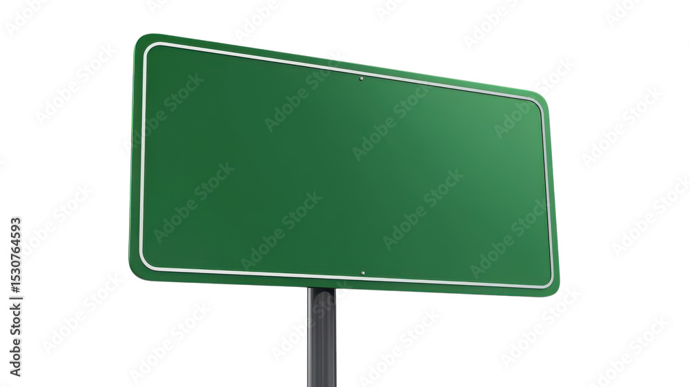 Wall mural blank green sign on a post provides a clean and simple canvas for design or message applications