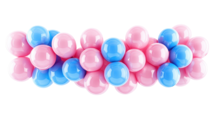 Vibrant pink and blue balloons cluster together, creating a festive decoration for gatherings and celebrations