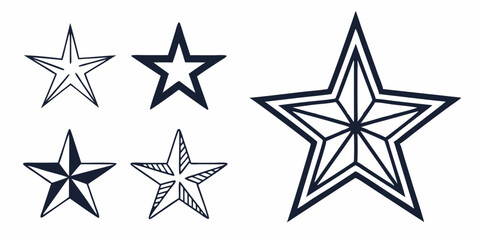 Stars vector icons. Different simple ,modern and classic black star shapes. Stars in modern simple flat style.in dark white  background
