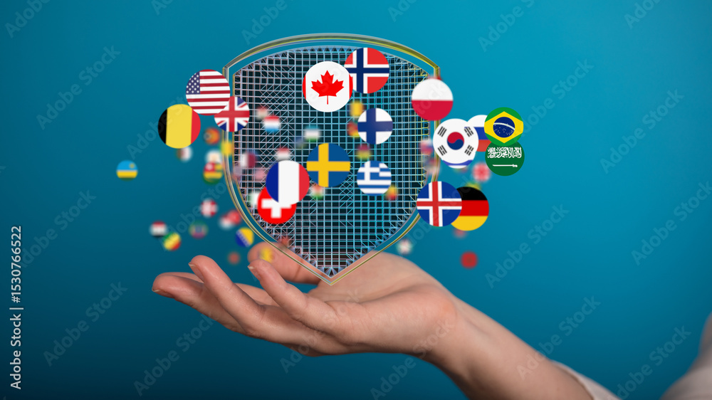 Poster Secure your worldwide data with robust cybersecurity solutions.  Protect against threats.