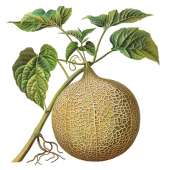 Vintage Botanical Illustration Of Melon.
