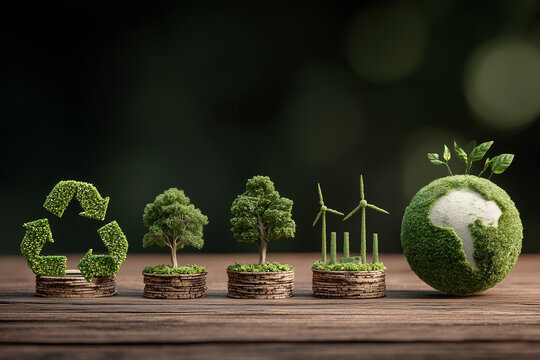 Carbon emission reduction target, Green economy and sustainability Net Zero future. Sustainable development, Energy goals 2026. CO2 emission graph, Goals sustainable planet by 2050.World Environment - Powered by Adobe