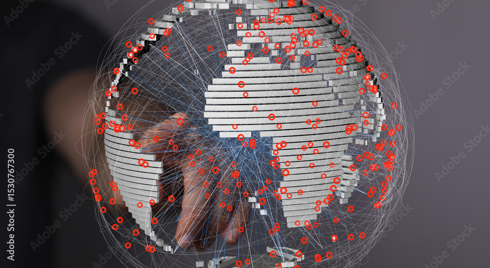 Aufkleber Interactive visualization of worldwide data connections.  Ideal for technology, global business, and networking concepts.