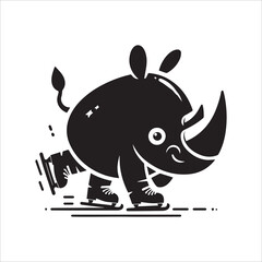 Fototapeta premium Rhino skating silhouette vector