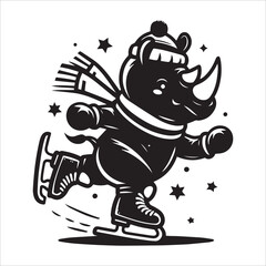 Fototapeta premium Rhino skating silhouette vector