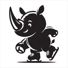 Fototapeta premium Rhino skating silhouette vector