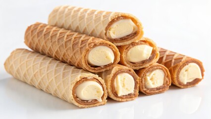 Waffle rolls isolated on white background