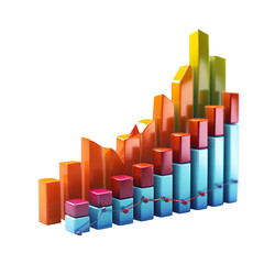 Fototapeta premium Colorful 3D Bar Graph Showing Growth Trend