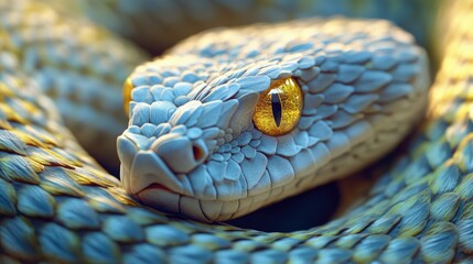Fototapeta premium Close-up view of a snake's head and scales.