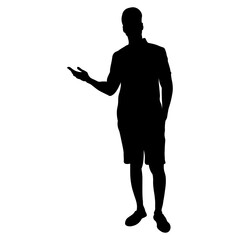 Silhouette of Traveler Man. Isolated on White Background.