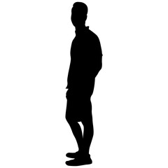 Silhouette of Traveler Man. Isolated on White Background.