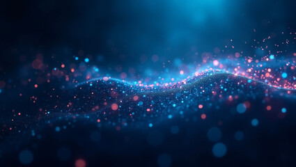 Obraz premium Abstract blue background with flowing pink and blue bokeh lights