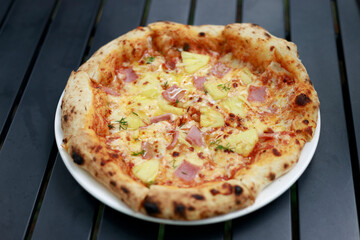 pizza on a wooden board