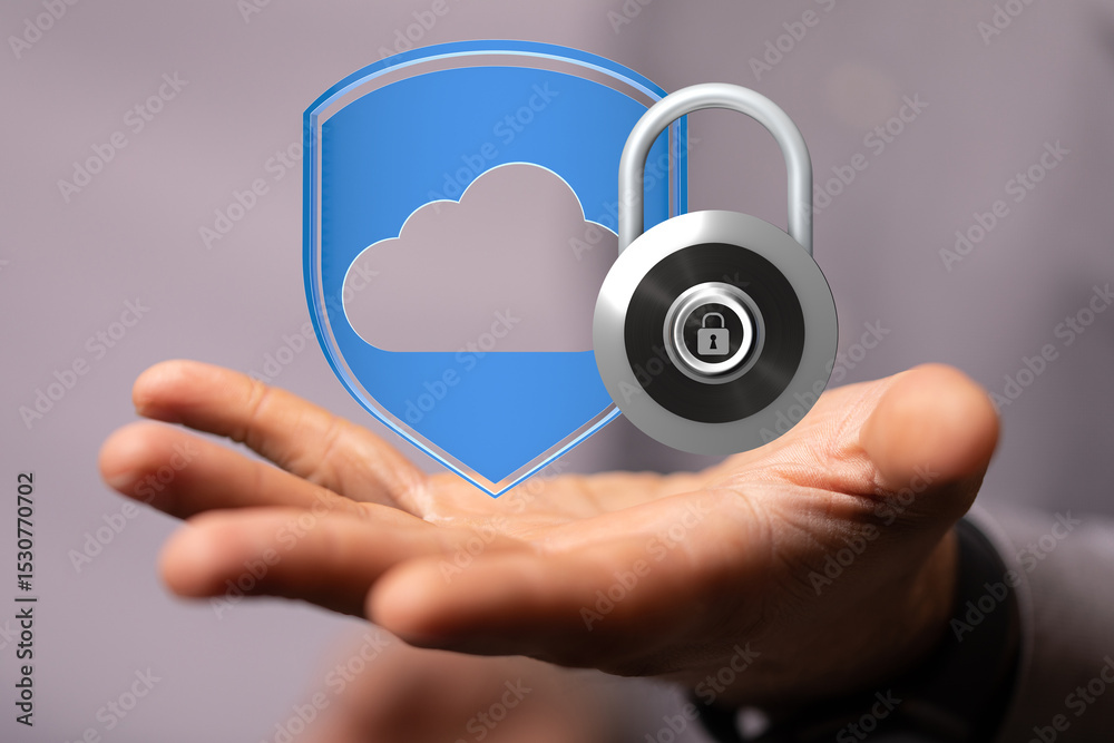 Fototapete High-level cloud security.  Protecting your data with advanced encryption and access controls.