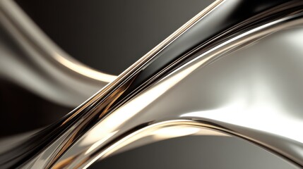 Abstract Metal Wave Design with Smooth Curves and Bright Reflections